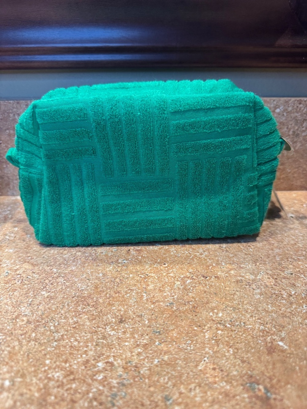Ulta Beauty Emerald Green Geometric Texture Cosmetic Pouch - Picture 2 of 6